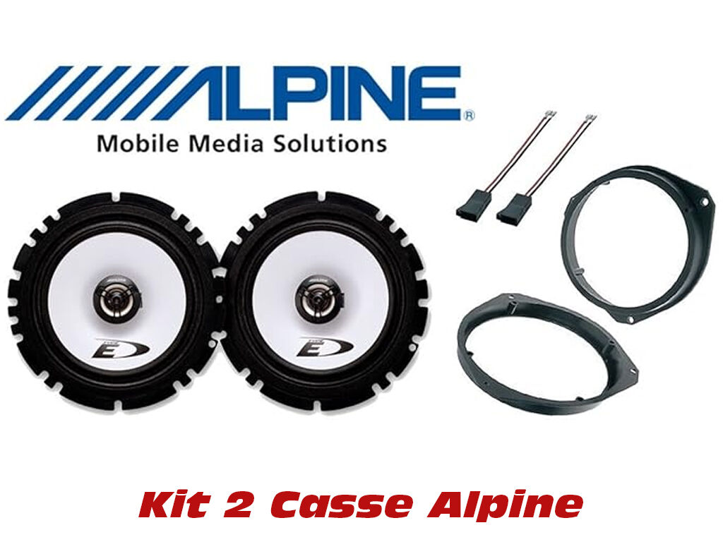 Kit 2 Casse Altoparlanti Alpine compatibile con Fiat Grande Punto Kit Anteriore e Posteriore con Adattatori e Connettori Inclusi
